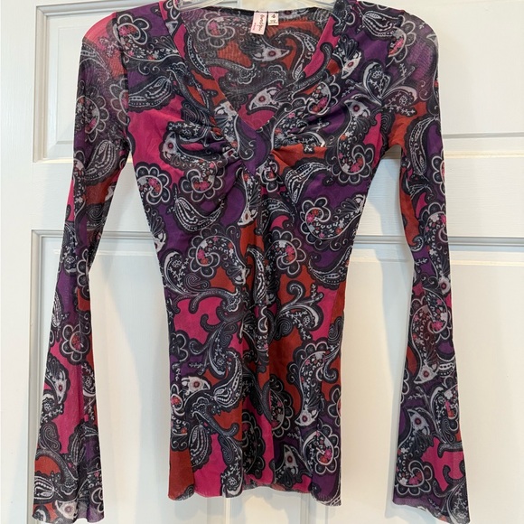 Sweet Pea Tops - Sweet Pea Paisley Long Sleeve Top - Purple and Pink